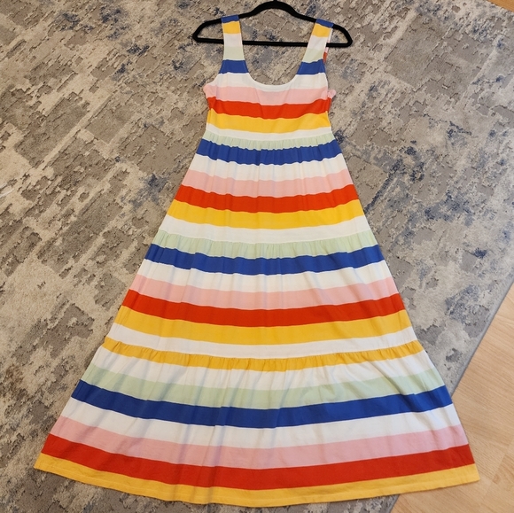J. Crew Tiered knit maxi dress in rainbow wide stripe cotton size XS - Picture 7 of 12